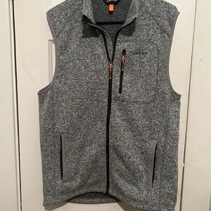 Orvis Heather Grey Fleece Zip Up Vest with Black Trim Mens Size Medium